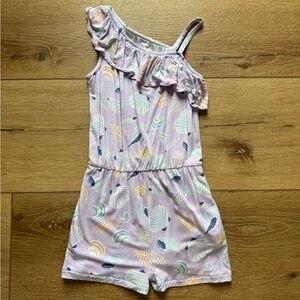 Little Sleepies Purple Seashell Asymmetrical Ruffled Romper